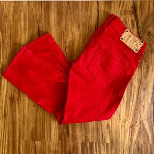 True Religion Red Skinny Cropped Ankle Denim